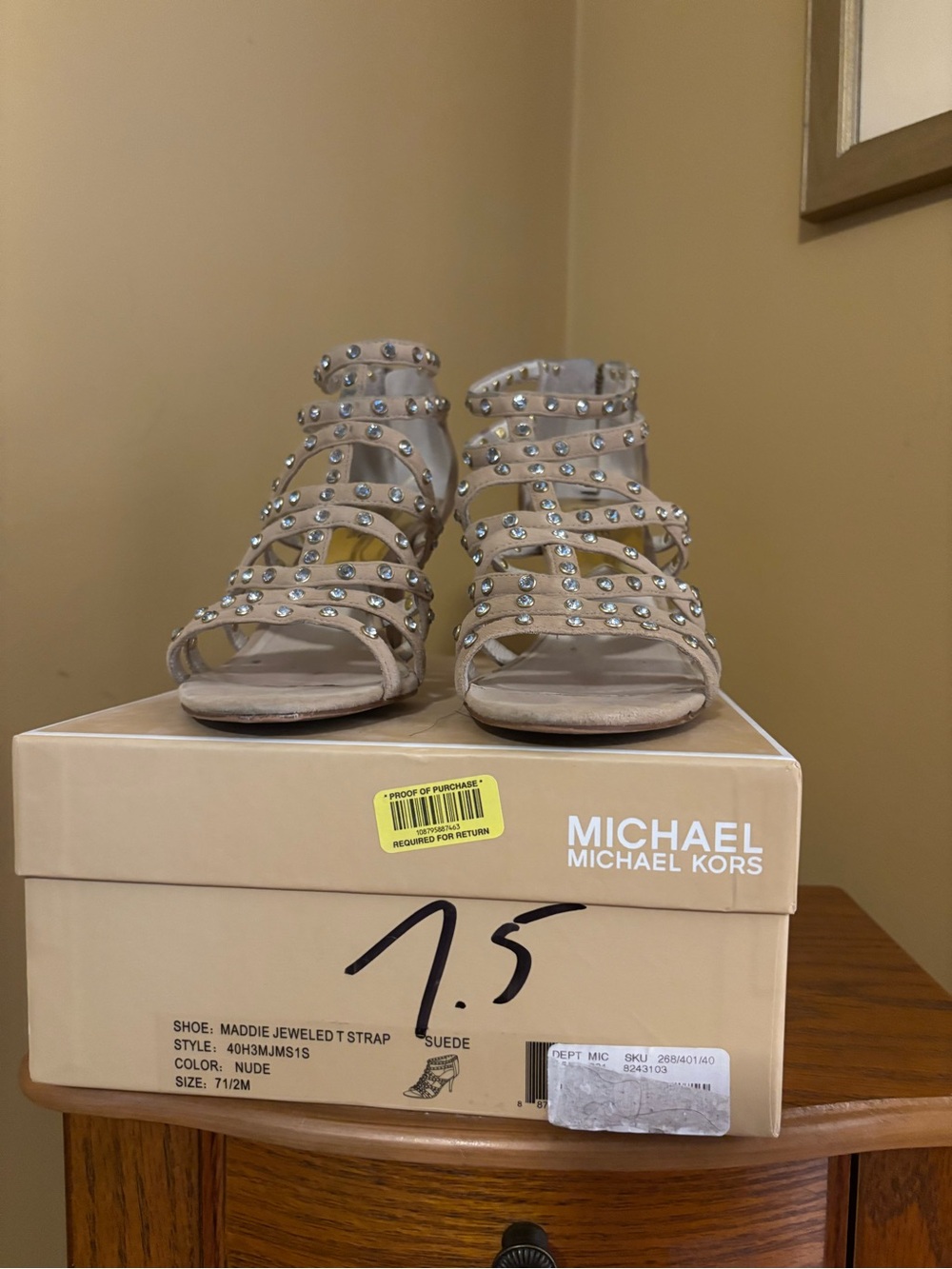 MICHAEL Michael Kors Nude Jeweled Strappy Heels